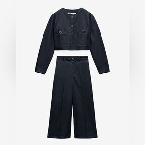Denim Cropped Jacket and Pant set